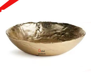 Tazón para servir ensalada de comida de metal de forma redonda con acabado dorado de aspecto real para hotel y restaurante - Product Image 3