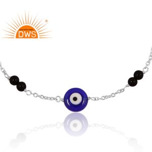 สร้อยข้อมืออัญมณีเรซินสีดำนิลและสีฟ้าคุณภาพดีที่สุดปรับแต่งได้ตามต้องการ - Product Image 3