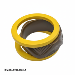 ชุดกำไลข้อมือเรซิ่นแกะสลักด้วยมือ 3 ชิ้น แบบหนา ซ้อนกันได้ สีเหลืองมัสตาร์ดและสีน้ำตาลช็อกโกแลต เครื่องประดับสำหรับผู้หญิง - Product Image 2