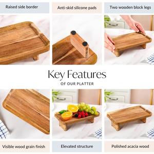 Plato elevado de madera multiusos para servir y exhibir, bandeja elevada de madera para servir, plato elevado de madera para decoración y comida - Product Image 5