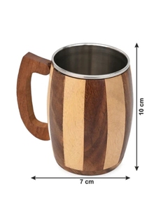 Tasse à café à bière élégante en bois de Sesham pour un usage quotidien Camping Voyage Tasses en plein air pour hommes Thé Tasse à café avec poignée - Product Image 2