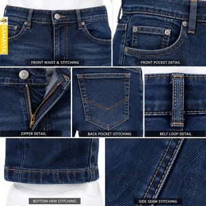 SAMAVIA Ropa para Hombre, Jeans de Mezclilla Azul Oscuro de Corte Recto y Ajustado con Diseño Clásico de Cinco Bolsillos, Venta al Por Mayor OEM - Product Image 4