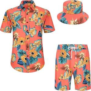 Ensembles de survêtements pour hommes, shorts décontractés, chemises boutonnées, shorts de plage, ensembles floraux d'été, ensembles décontractés hawaïens, ensembles courts confortables - Product Image 1