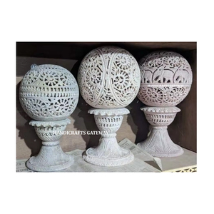 ที่ใส่เทียนทีไลท์ทำจากหินธรรมชาติ งานแฮนด์เมด ลายดอกไม้สวยงาม ขัดเงา ตกแต่งบ้านช่วงคริสต์มาส เป็นมิตรต่อสิ่งแวดล้อม - Product Image 1