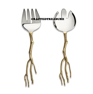 Stylish Leaf Design Stainless Steel Sustainable Modern Premium Quality <b>Flatware</b> <b>Set</b> with Mirror Plated Finish for Home & Kitchen - Product Image 6