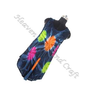 Robe longue ethnique indienne en rayonne tie-dye pour femme, modèle Kurta, sans manches, 100 % rayonne - Product Image 4