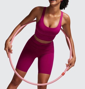 Women's Strappy Longline Sports <b>Bra</b> Workout Crop Top Set XXL <b>Cup</b> Wire-Free Yoga Padded <b>Bras</b> Sporty Style Slimming Effect Logo - Product Image 6