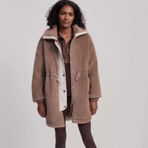 Chaqueta de Sherpa de corteza de pino de cuello alto de moda con cierre de botón a presión perfecta para ropa de invierno informal - Product Image 5