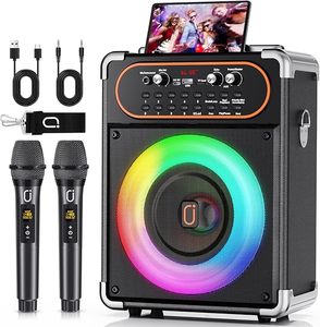 Brand New Portable Karaoke <b>Speaker</b> with 2 <b>Microphones</b> Bluetooth 5.3 PA System with Echo for Parties <b>and</b> Outdoor Events - Product Image 1