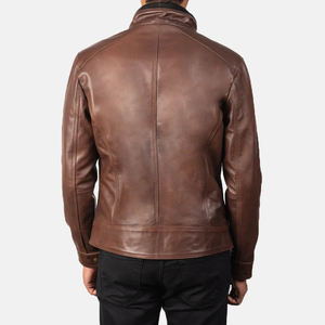 Blouson en cuir élégant pour homme 2026 – Vêtement d'extérieur en cuir véritable personnalisé OEM – Blouson de motard classique et streetwear tendance pour homme (vente en gros) - Product Image 5