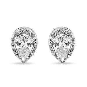 NOVAMART Fine Zarkan Trendy <b>Silver</b> <b>Stud</b> <b>Earrings</b> Water Drop Ball Pattern Religious Cute Style Rhodium Brass Zircon Pearl for Wed - Product Image 2