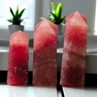 Tour de cristal de quartz fraise artisanal de haute qualité, baguette de guérison, décoration Feng Shui, objet décoratif en cristal pour l'amour, artisanat pour mariage