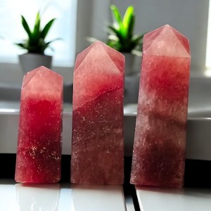 Haute qualité fabriqué à la main fraise Quartz tour Fengshui décor affichage amour Quartz cristal baguette autre cristal artisanat - Product Image 3