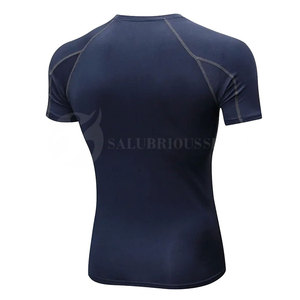 Nouvelle collection de t-shirts de sport compressifs pour hommes, tricotés en élasthanne/polyester, manches courtes, respirants, séchage rapide, écologiques - Product Image 5