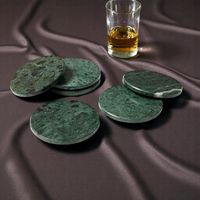 Sous-verres ronds décoratifs en marbre, sous-verres en ardoise de pierre naturelle verte, accessoires de cuisine