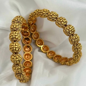 Stylish Designer Trendy Premium Quality Gold Plated Antique Matte Finish Two Set Of Bangles for Women Wedding Wear For <b>Girls</b> - Product Image 1