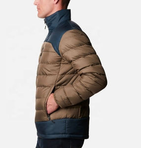 Custom Men's High Street Hooded Stand Collar Canvas Windbreaker Jacket Waterproof Winter Puffer <b>Polyester</b> <b>Filling</b> Front Logo - Product Image 4