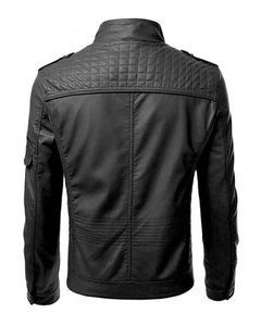Nouveau design de veste en cuir véritable pour hommes noir Slim Fit Biker pour hommes en cuir blouson d'aviateur clouté de motard - Product Image 2