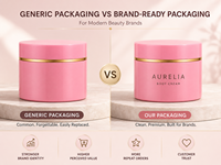 Luxuriöser 250ml 8oz Rosa Kosmetiktiegel mit Goldring, Individuelles Logo OEM, Leere Plastik-Körperbutter-Cremetiegel, Hautpflege-Verpackung