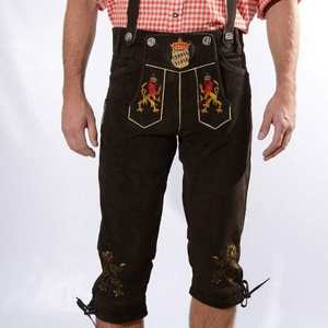 2025 Bavarian Oktoberfest kneebundhose แบบดั้งเดิมของผู้ชายเยอรมันที่มีน้ำหนักเบาคุณภาพสูงหนังนิ่มปักลายระบายอากาศได้ - Product Image 1