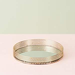 Elegant Crafted Metal And <b>Mirror</b> <b>Tray</b> Designed For Premium Interior Decoration And Serving Use - Product Image 6