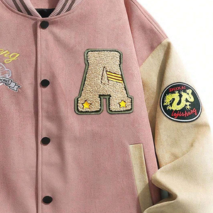 Veste de baseball à lettres brodées pour hommes, veste à taux de gros, coupe ample, vestes d'université de baseball d'automne et d'hiver - Product Image 4