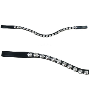 Bandeau décoratif en cuir de cheval, 2 pièces, qualité supérieure, avec cristal scintillant - Product Image 2