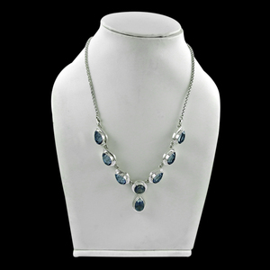 Collier pendentif à breloque en argent Sterling 925 de luxe fabriqué à la main topaze mystique bleue naturelle pierre précieuse bijoux Vintage à la mode OEM - Product Image 1