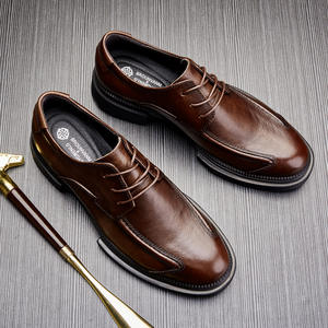 Chaussures Oxford en cuir de vachette pleine fleur avec talon amorti et design antidérapant, chaussures habillées pour hommes, chaussures en cuir - Product Image 5