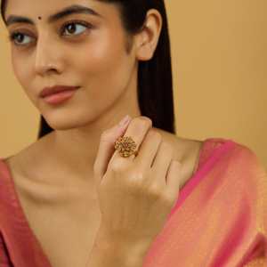 Ruby Fashion <b>Ring</b> for Wedding Trendy Design <b>Gold</b> Plated Size Adjustable - Product Image 2