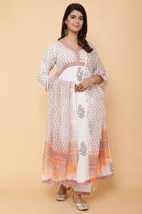 Conjunto de Kurta de algodón étnico tradicional de moda con traje festivo Dupatta para fiesta de mujer, traje de estilo tradicional para adultos - Product Image 2