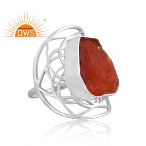 Hot Selling Fine Sterling Silver Natural Carnelian Gemstone <b>Statement</b> <b>Ring</b> Custom Jewelry Manufacturer - Product Image 3