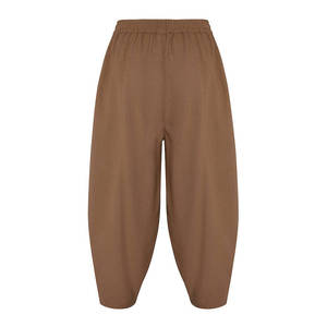 Casual High-Waist <b>Harem</b> <b>Trousers</b> Brown Relaxed Fit Basic Pants - Product Image 3
