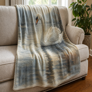 Custom Printed <b>Throw</b> Blanket Personalized Swan Lake Gift Sublimation Flannel Fleece Polyester - Product Image 1