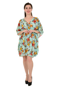 Vestido de caftán corto con estilo para mujer, top de trabajo de oficina, informal, estampado vintage, para verano, playa, vacaciones, fiesta - Product Image 2