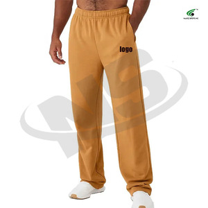 Pantalons évasés en coton pour hommes Pantalon de survêtement patchwork à ceinture élastique Joggers évasés décontractés OEM personnalisés lavés - Product Image 1