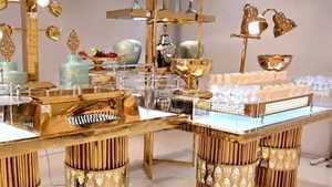 โต๊ะไม้และอลูมิเนียมยอดนิยมสำหรับงานแต่งงานโต๊ะจัดเลี้ยง/เคาน์เตอร์บาร์แบบพกพา/เคาน์เตอร์จัดเลี้ยงสำหรับงานแต่งงานและการตกแต่งอีเวนต์ - Product Image 2