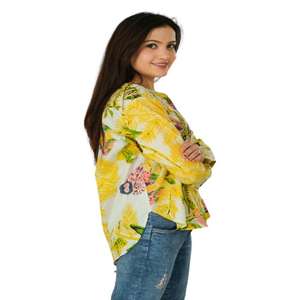 Blusa de algodón estilo bohemio para mujer Top de manga larga con patrón floral tejido verano Hippie moda Casual primavera desgaste - Product Image 5