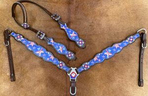 Tachuela de caballo decorativa trenzada a mano a precio de venta al por mayor hecha de cuero genuino juego de coraza Western Headstall - Product Image 2