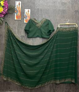 LAUNCHING NEW DESIGNER HEAVY <b>HOT</b> FIXING <b>STONE</b> WORK SAREES WITH BLOUSE - Product Image 5