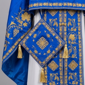 Vestimenta Litúrgica Azul Rey para Iglesia Ortodoxa, Túnica de Clérigo Bordada a Mano con Hilos de Oro, Casulla Sacerdotal, Conjunto de Vestimenta Litúrgica - Product Image 6