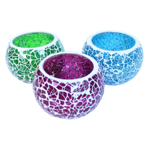 Porte-bougie en T en mosaïque de verre, Design de luxe, bon marché, échantillon votif disponible - Product Image 4