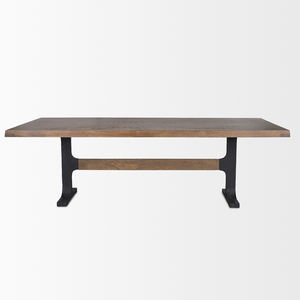 Mesa de Comedor Industrial Rectangular de Madera Maciza Marrón con Base de Metal Negro, Madera de Mango y Hierro, Moderna, para Cocina, Restaurante, Bar, Cafetería - Product Image 4