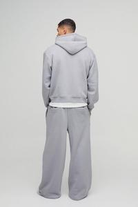 Custom Oversized Boxy <b>Skeleton</b> Puff Print Zip Through Hooded Tracksuit Set Hoodie Sweatpants Jogger Cargo Pant Contrast Stitch - Product Image 5