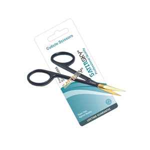 Tijeras para Cutículas de 9.5cm, Doble Curvatura, Acero Inoxidable Negro y Dorado, Mango de Cerámica, Extra Fuertes, Curvadas, Manicura de Primera Calidad - Product Image 1