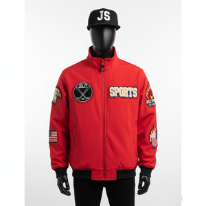 Chaqueta Softshell Premium, Tejido Resistente al Viento en Rojo con Diseño de Paneles y Logotipo Bordado Personalizado, Chaqueta Softshell para Hombre - Product Image 1