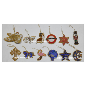 Nuevo increíble diseño surtido y forma Zari bordado con trabajo de cuentas adorno colgante de Navidad para artículos decorativos y dotados - Product Image 1