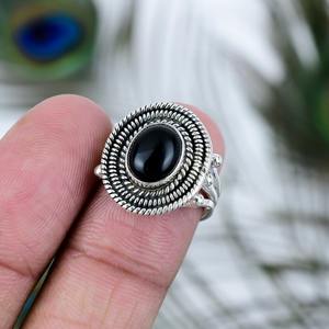 สาวแฟชั่นธรรมชาติสีดํานิลแข็ง 925 เงินสเตอร์ลิงอัญมณี Handmade แหวนเครื่องประดับเงินสเตอร์ลิง 925 แสตมป์แหวนเครื่องประดับ - Product Image 4