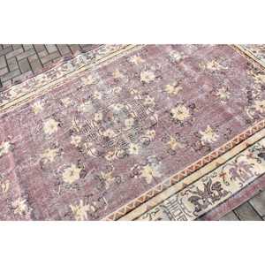 พรมวินเทจ ขนาด 5.8x9.3 ฟุต พรมขนาดใหญ่ พรมขนสัตว์ตุรกีสีแดงลายปะติด - Product Image 5