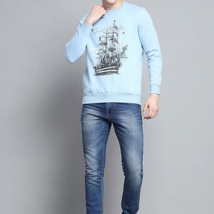 Personnalisé printemps automne nouveaux hommes pulls décontractés surdimensionné couleur unie col rond pull coton éponge sweats à capuche hommes - Product Image 5